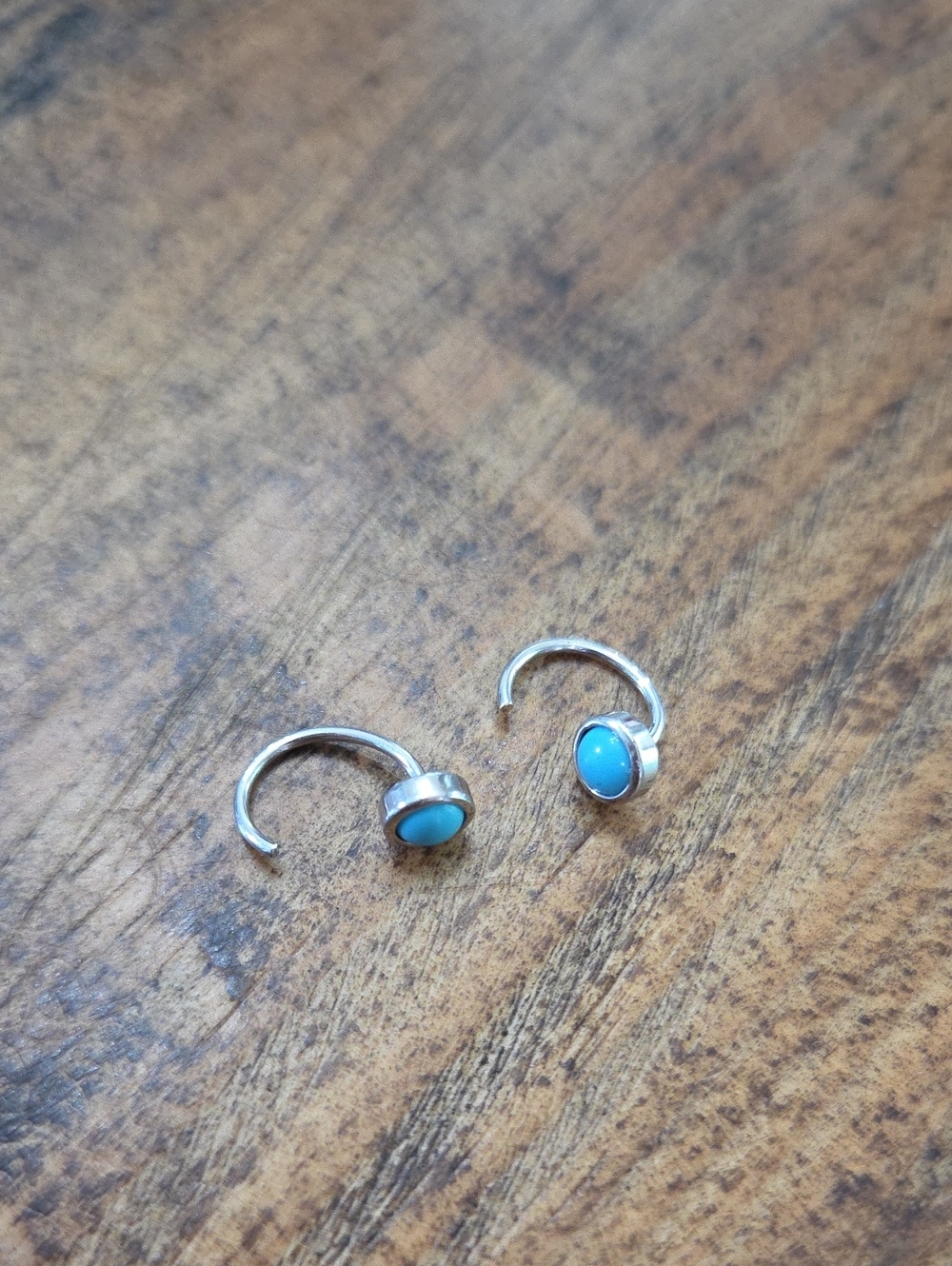 Sterling Silver Torquoise Hoops